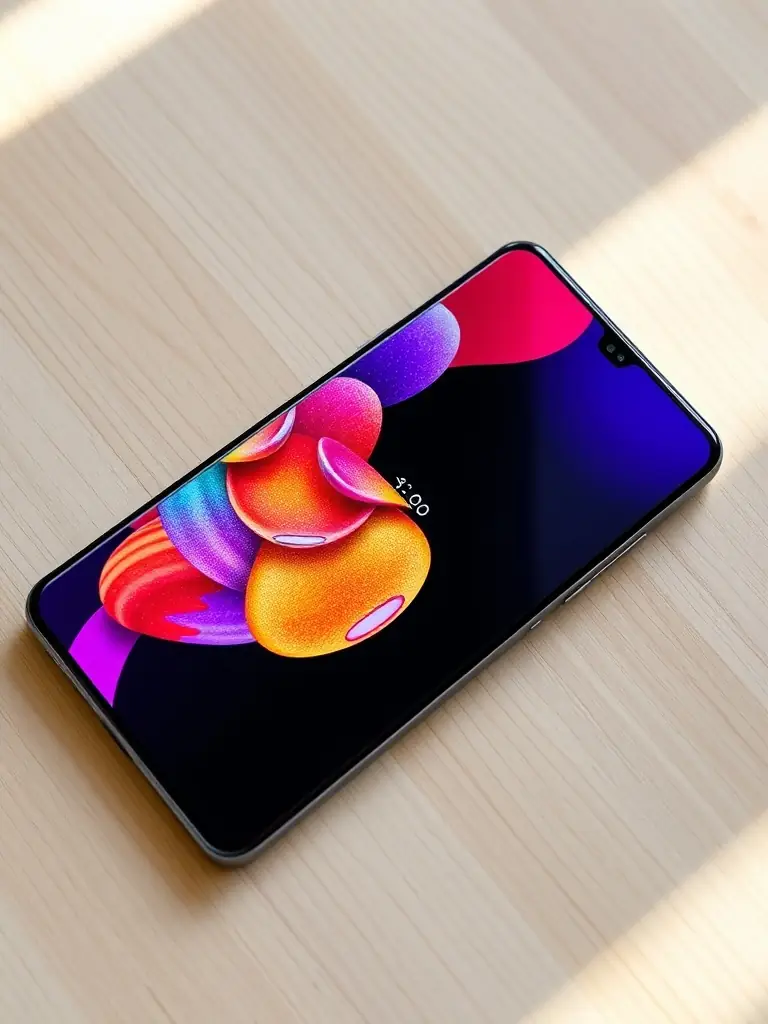 A close-up studio shot of a refurbished Samsung Galaxy S21, showcasing its sleek design and vibrant display, emphasizing its excellent condition.