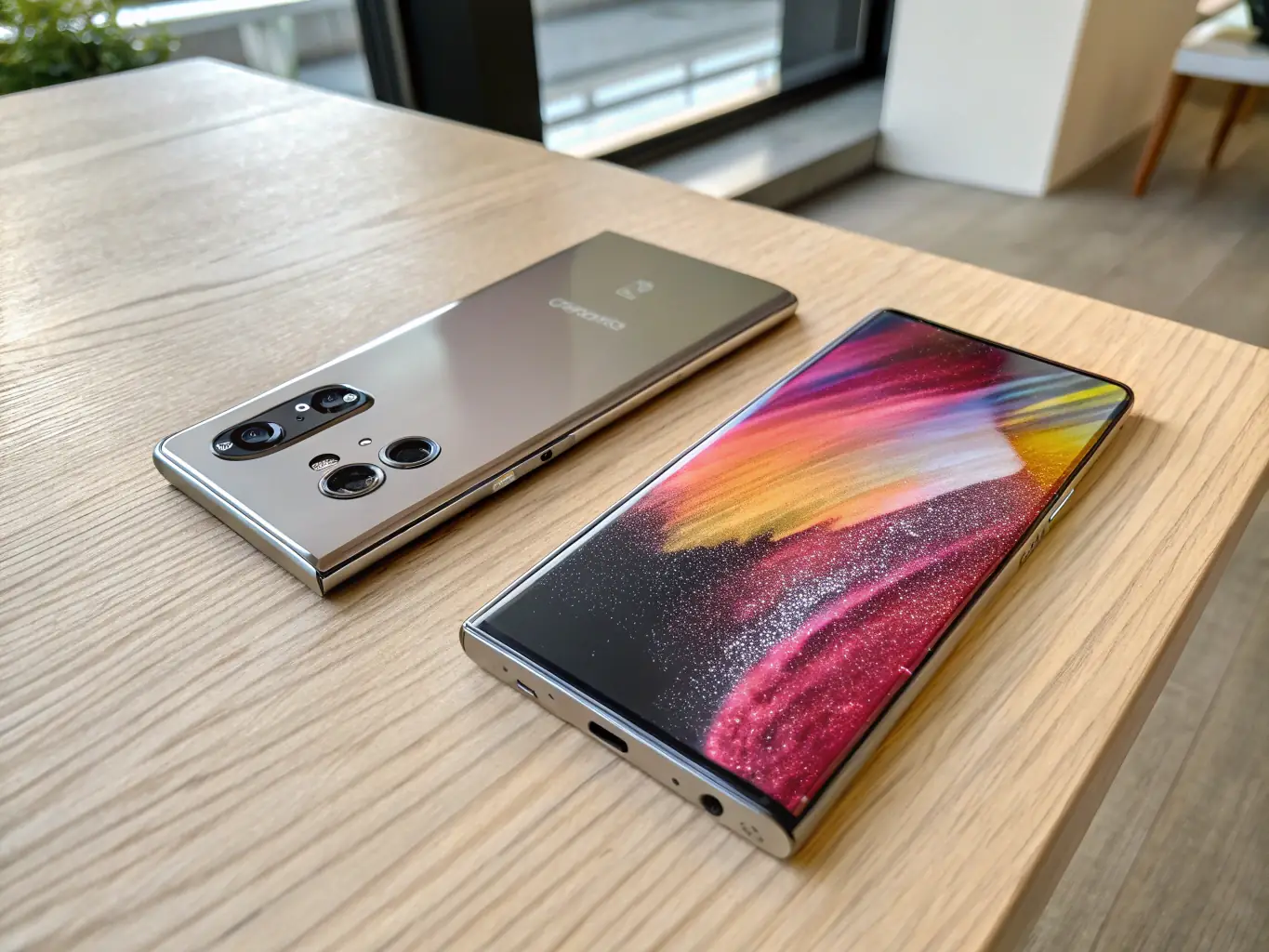 An image showcasing a Samsung Galaxy Note 20 Ultra refurbished phone, emphasizing its large screen and S Pen functionality, set in a professional environment to highlight its productivity features.